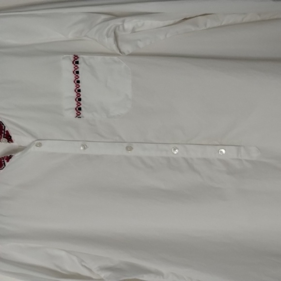 J. Crew women's medium tunic/mini dress popover long sleeve embroidered blue red - Picture 6 of 11